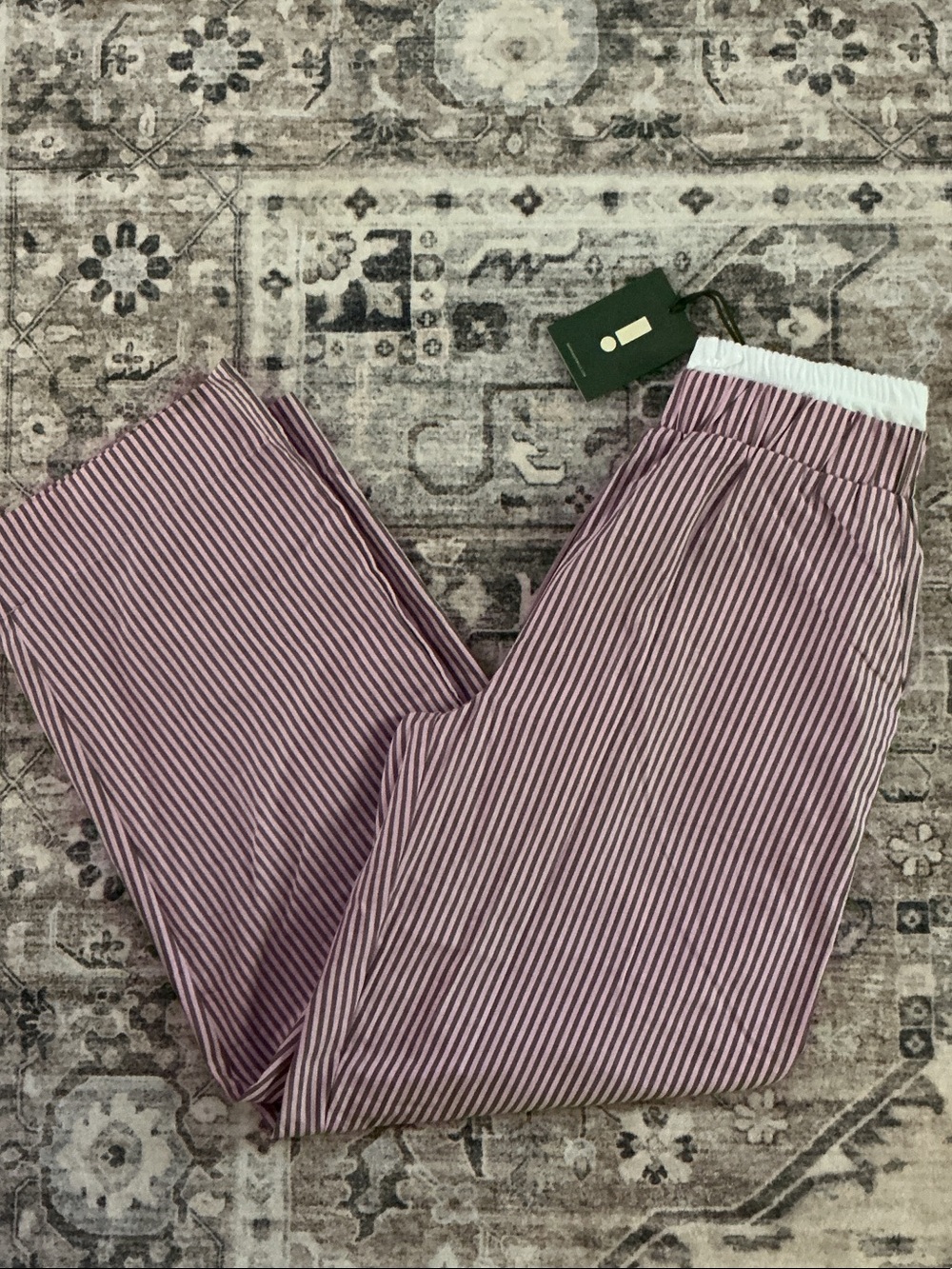 DAILY DRILLS Pointelle layered poplin resort pants, size XS/S. NWT